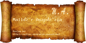 Mallár Aszpázia névjegykártya